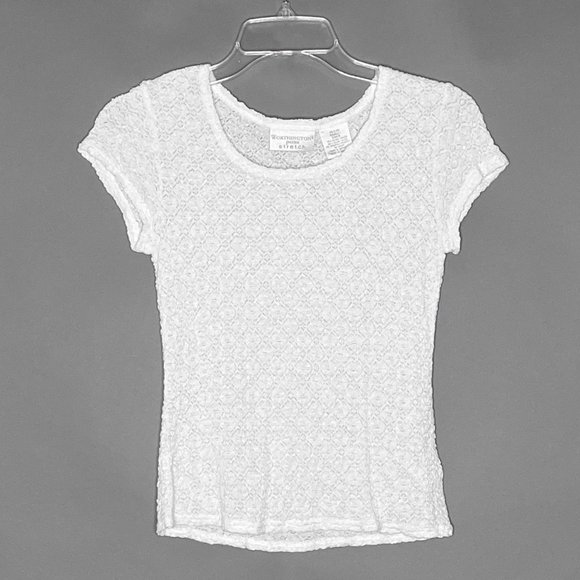 Worthington Petite Stretch White Tank Textured Material Size PS - Picture 2 of 8
